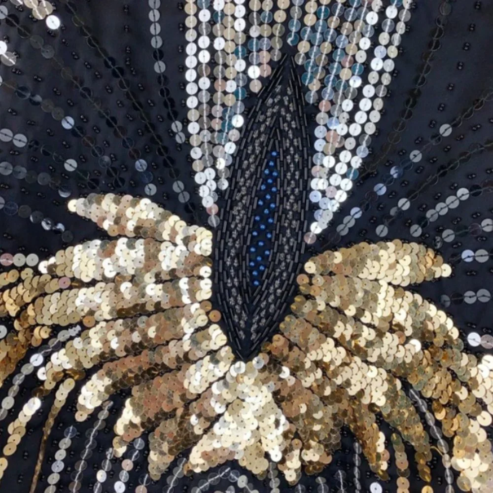 Vintage Handmade Sequin Beaded Butterfly Top M - Picture 4 of 6